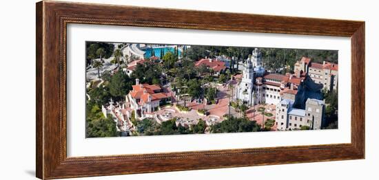 Aerial View of a Castle on a Hill, Hearst Castle, San Simeon, San Luis Obispo County, California...-null-Framed Photographic Print