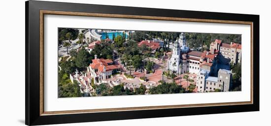 Aerial View of a Castle on a Hill, Hearst Castle, San Simeon, San Luis Obispo County, California...-null-Framed Photographic Print