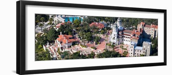 Aerial View of a Castle on a Hill, Hearst Castle, San Simeon, San Luis Obispo County, California...-null-Framed Photographic Print
