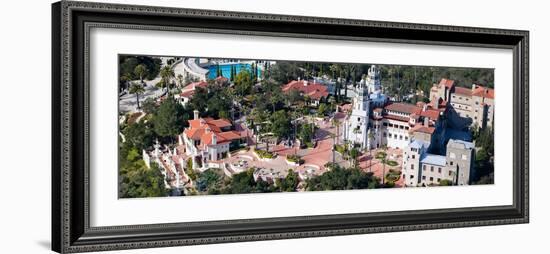 Aerial View of a Castle on a Hill, Hearst Castle, San Simeon, San Luis Obispo County, California...-null-Framed Photographic Print