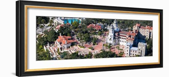 Aerial View of a Castle on a Hill, Hearst Castle, San Simeon, San Luis Obispo County, California...-null-Framed Photographic Print