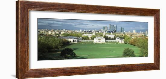 Aerial View of a City, Canary Wharf, Greenwich Park, Greenwich, London, England-null-Framed Photographic Print