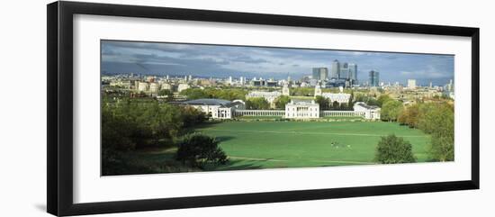 Aerial View of a City, Canary Wharf, Greenwich Park, Greenwich, London, England-null-Framed Photographic Print