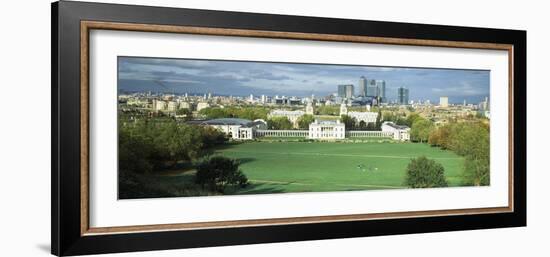 Aerial View of a City, Canary Wharf, Greenwich Park, Greenwich, London, England-null-Framed Photographic Print