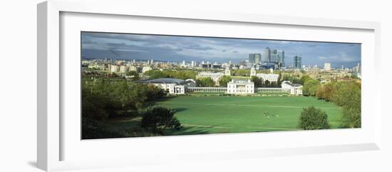 Aerial View of a City, Canary Wharf, Greenwich Park, Greenwich, London, England-null-Framed Photographic Print