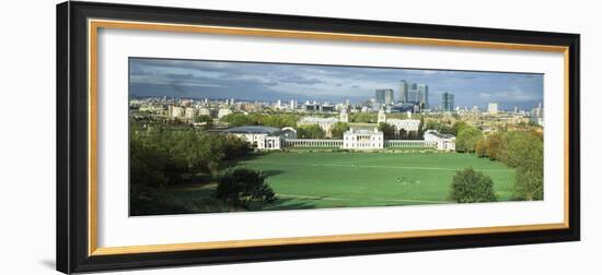 Aerial View of a City, Canary Wharf, Greenwich Park, Greenwich, London, England-null-Framed Photographic Print