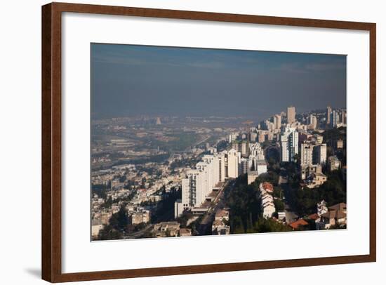 Aerial view of a city, Haifa, North Coast, Israel-null-Framed Photographic Print