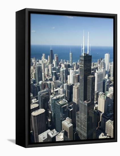 Aerial View of a City, Lake Michigan, Chicago, Cook County, Illinois, USA-null-Framed Premier Image Canvas