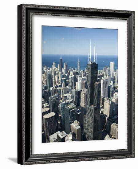 Aerial View of a City, Lake Michigan, Chicago, Cook County, Illinois, USA-null-Framed Photographic Print