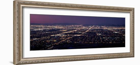 Aerial View of a City Lit Up at Night, Phoenix, Maricopa County, Arizona, Usa-null-Framed Photographic Print