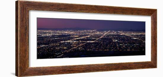 Aerial View of a City Lit Up at Night, Phoenix, Maricopa County, Arizona, Usa-null-Framed Photographic Print