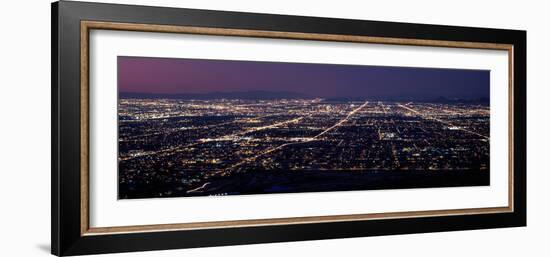 Aerial View of a City Lit Up at Night, Phoenix, Maricopa County, Arizona, Usa-null-Framed Photographic Print