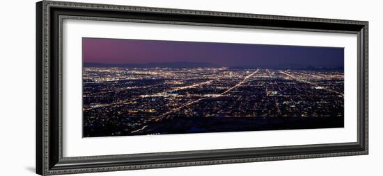 Aerial View of a City Lit Up at Night, Phoenix, Maricopa County, Arizona, Usa-null-Framed Photographic Print