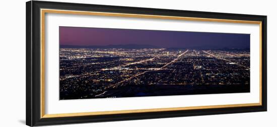 Aerial View of a City Lit Up at Night, Phoenix, Maricopa County, Arizona, Usa-null-Framed Photographic Print