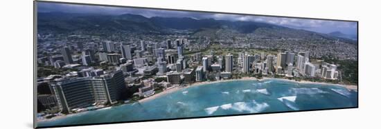 Aerial View of a City, Waikiki Beach, Honolulu, Oahu, Hawaii, USA-null-Mounted Photographic Print