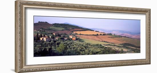 Aerial View of a Field, Monticchiello, Pienza, Siena Province, Tuscany, Italy-null-Framed Photographic Print