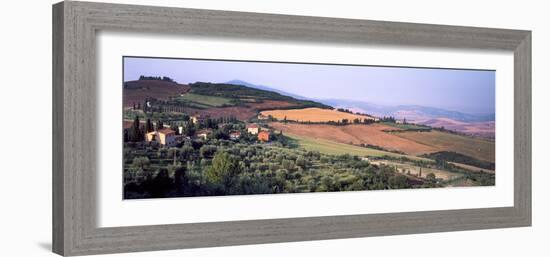 Aerial View of a Field, Monticchiello, Pienza, Siena Province, Tuscany, Italy-null-Framed Photographic Print