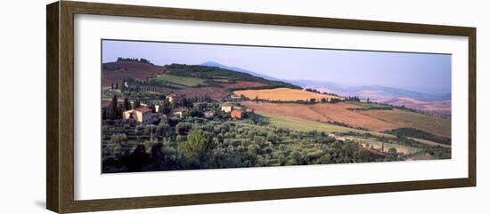 Aerial View of a Field, Monticchiello, Pienza, Siena Province, Tuscany, Italy-null-Framed Photographic Print