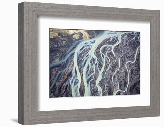 Aerial view of a glacier river, South Iceland-Mateusz Piesiak-Framed Photographic Print