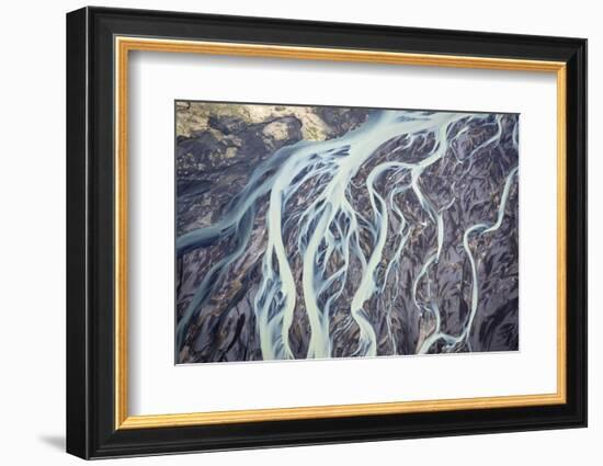 Aerial view of a glacier river, South Iceland-Mateusz Piesiak-Framed Photographic Print