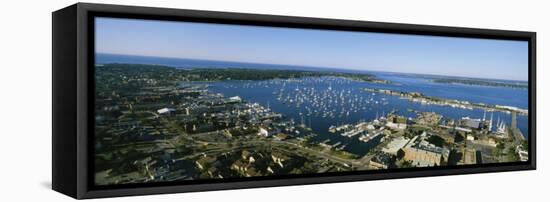 Aerial View of a Harbor, Newport Harbor, Newport, Rhode Island, USA-null-Framed Premier Image Canvas