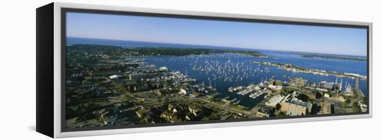 Aerial View of a Harbor, Newport Harbor, Newport, Rhode Island, USA-null-Framed Premier Image Canvas
