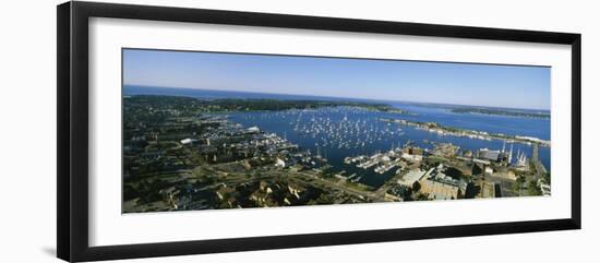 Aerial View of a Harbor, Newport Harbor, Newport, Rhode Island, USA-null-Framed Photographic Print