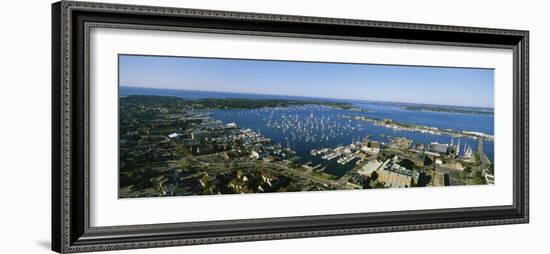 Aerial View of a Harbor, Newport Harbor, Newport, Rhode Island, USA-null-Framed Photographic Print