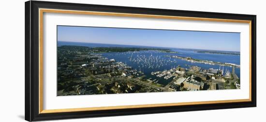 Aerial View of a Harbor, Newport Harbor, Newport, Rhode Island, USA-null-Framed Photographic Print