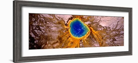 Aerial View of a Hot Spring, Grand Prismatic Spring, Yellowstone National Park, Wyoming, USA-null-Framed Photographic Print