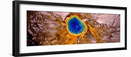 Aerial View of a Hot Spring, Grand Prismatic Spring, Yellowstone National Park, Wyoming, USA-null-Framed Photographic Print