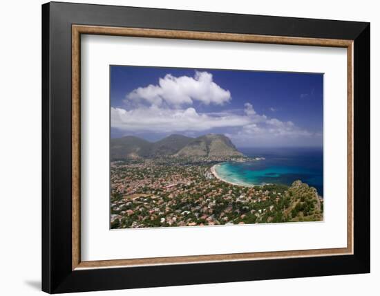 Aerial View of a Town on a Landscape, Mondello, Sicily, Italy-null-Framed Photographic Print