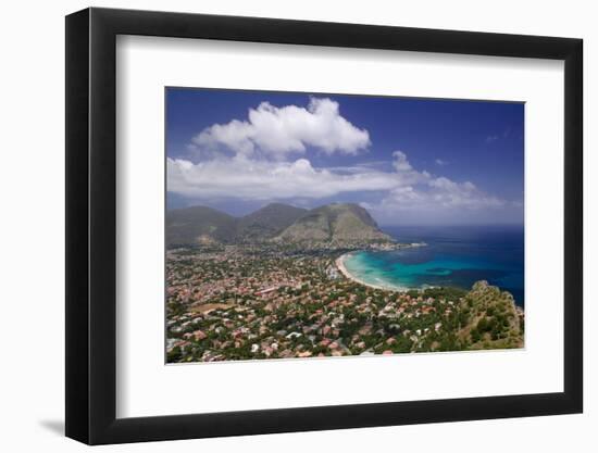 Aerial View of a Town on a Landscape, Mondello, Sicily, Italy-null-Framed Photographic Print