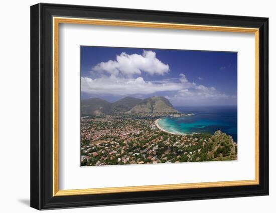 Aerial View of a Town on a Landscape, Mondello, Sicily, Italy-null-Framed Photographic Print