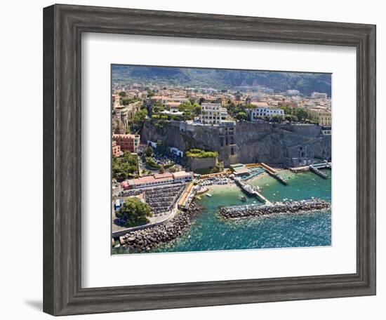 Aerial View of a Town, Sorrento, Marina Piccola, Naples, Campania, Italy-null-Framed Photographic Print