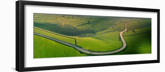 Aerial view of A623 near Tideswell, Peak District National Park, Derbyshire, England-Frank Fell-Framed Photographic Print