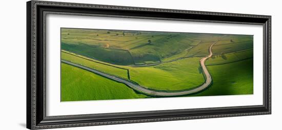 Aerial view of A623 near Tideswell, Peak District National Park, Derbyshire, England-Frank Fell-Framed Photographic Print