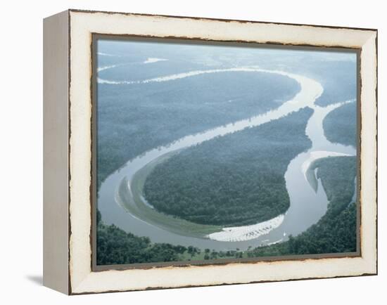 Aerial View of Amazon River and Jungle, Brazil-null-Framed Premier Image Canvas