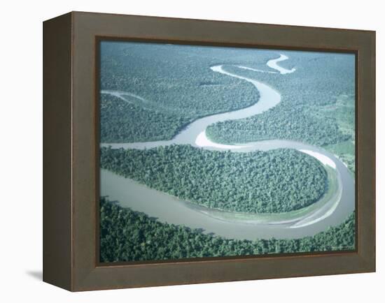 Aerial View of Amazon River and Jungle, Brazil-null-Framed Premier Image Canvas