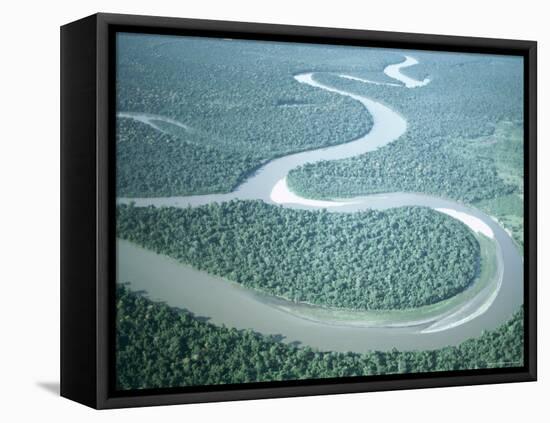 Aerial View of Amazon River and Jungle, Brazil-null-Framed Premier Image Canvas