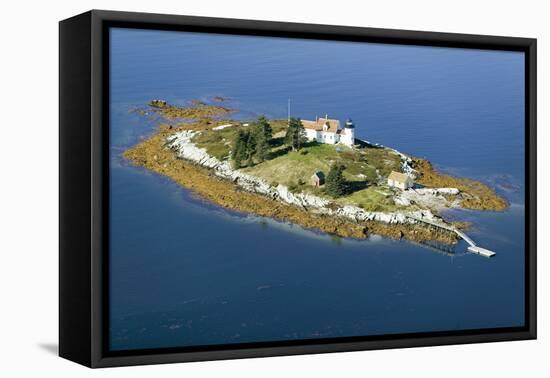 Aerial View of an Island and Lighthouse near Acadia National Park, Maine-Joseph Sohm-Framed Premier Image Canvas