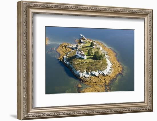 Aerial View of an Island and Lighthouse near Acadia National Park, Maine-Joseph Sohm-Framed Photographic Print