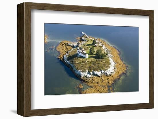 Aerial View of an Island and Lighthouse near Acadia National Park, Maine-Joseph Sohm-Framed Photographic Print