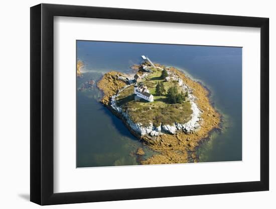 Aerial View of an Island and Lighthouse near Acadia National Park, Maine-Joseph Sohm-Framed Photographic Print