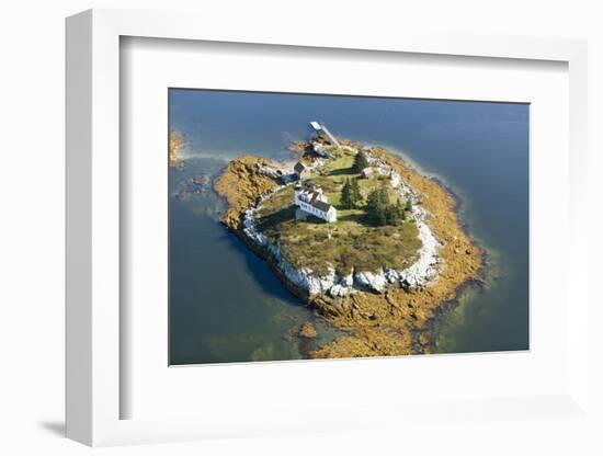 Aerial View of an Island and Lighthouse near Acadia National Park, Maine-Joseph Sohm-Framed Photographic Print