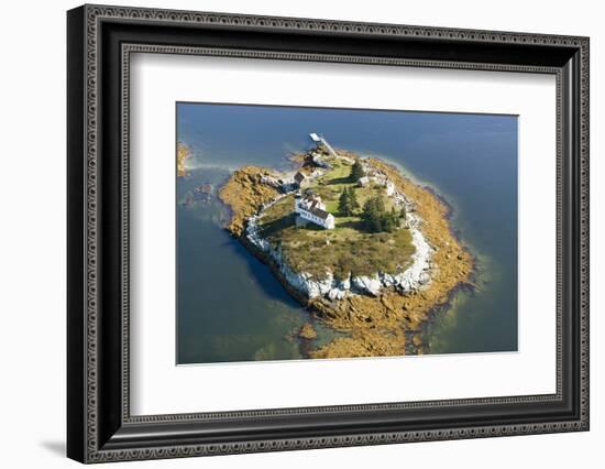 Aerial View of an Island and Lighthouse near Acadia National Park, Maine-Joseph Sohm-Framed Photographic Print