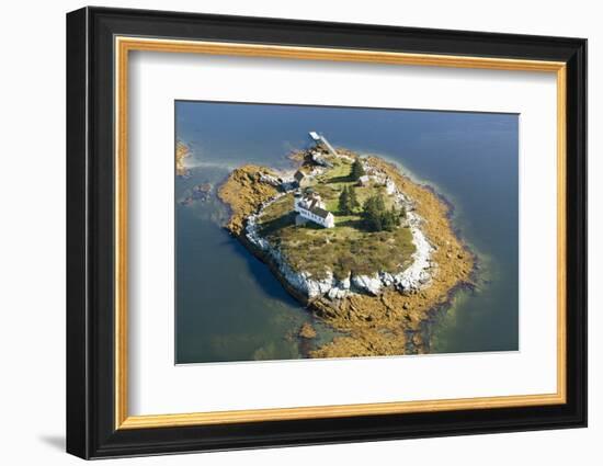 Aerial View of an Island and Lighthouse near Acadia National Park, Maine-Joseph Sohm-Framed Photographic Print