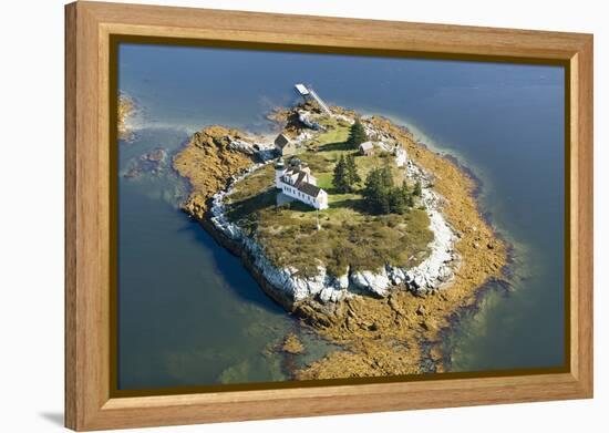 Aerial View of an Island and Lighthouse near Acadia National Park, Maine-Joseph Sohm-Framed Premier Image Canvas