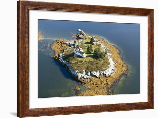 Aerial View of an Island and Lighthouse near Acadia National Park, Maine-Joseph Sohm-Framed Photographic Print