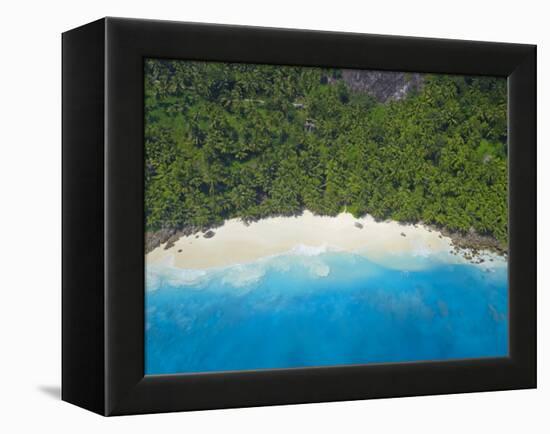 Aerial View of Anse Victorin Beach, Fregate Island, Seychelles, Indian Ocean, Africa-Papadopoulos Sakis-Framed Premier Image Canvas